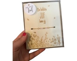 Armband JUF | roze | cadeau | liefste juf | de liefste ben jij | einde schooljaar | topjuf | origineel cadeau