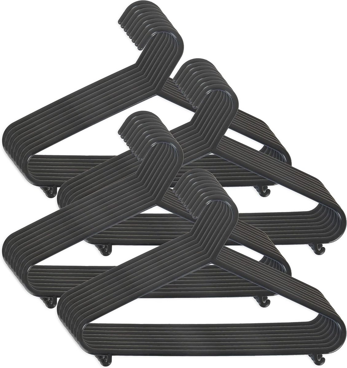 Set Kinderkledinghangers met Broekstang en Klemmen, Zwart
