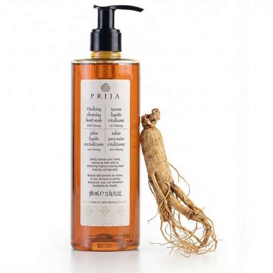 PRIJA - Savon liquide à l'extrait de ginseng, pompe 380 ml
