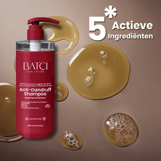 BATCI Anti Roos Shampoo - Voedende Formule Verrijkt met Niacinamide & Aloë Vera voor Hoofdhuidverzorging - 500 ml