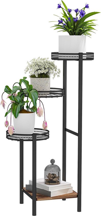 Bamworld 3-laags Metalen Plantenstandaard – Voor Binnen En Buiten, Ruimtebesparend Hoekrek, Voor Balkon, Terras En Kamer