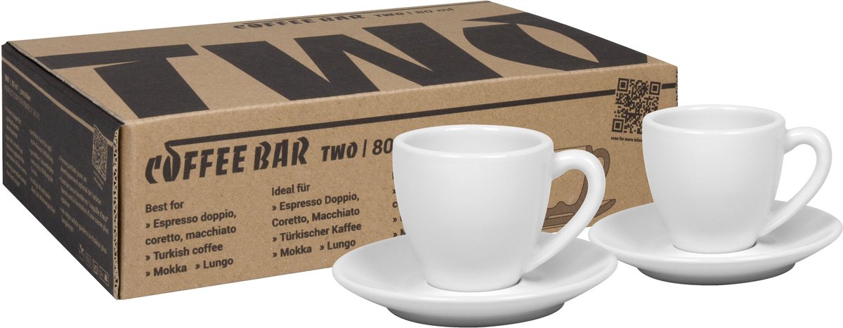 Könitz espressokopjes set van 2 Koffiebar TWO, kopje, porselein, wit, 80 ml, 1758000002