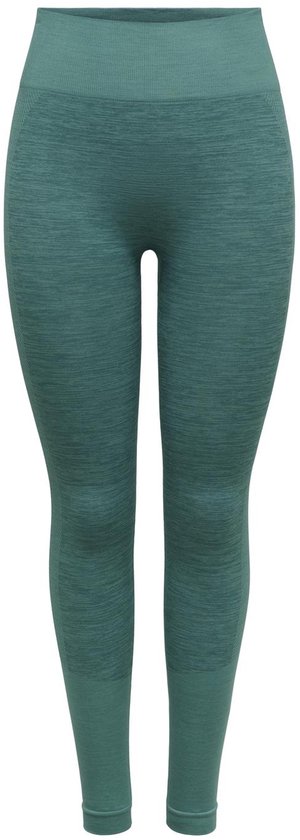 Legging de sport Only Play verte avec une texture chinée et une taille haute.