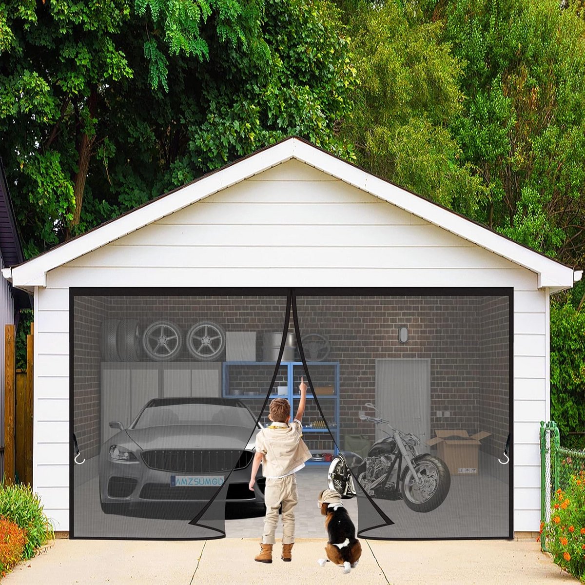 Magnetisch Horgaas voor Deur 255 x 215 cm - Zwarte Insectenhor met Automatische Sluiting