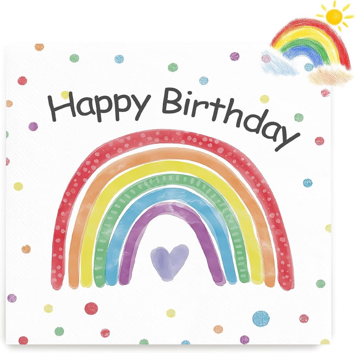 36 Regenboog Servetten 3-Laags - Feestartikelen Verjaardag Tafeldecoratie