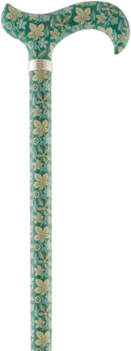 Garcia 1880 Verstelbare wandelstok - Turquoise met bloemen - Verstelbaar van 77 tot 99 cm - Aluminium - Derby handvat - Wandelstok vrouwen en mannen - 100 kilo belasting