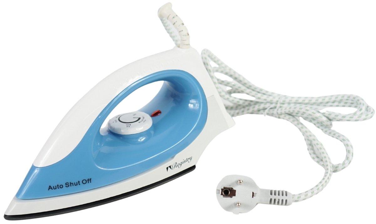 Registry strijkijzer EU-stekker blauw/wit 1000 watt