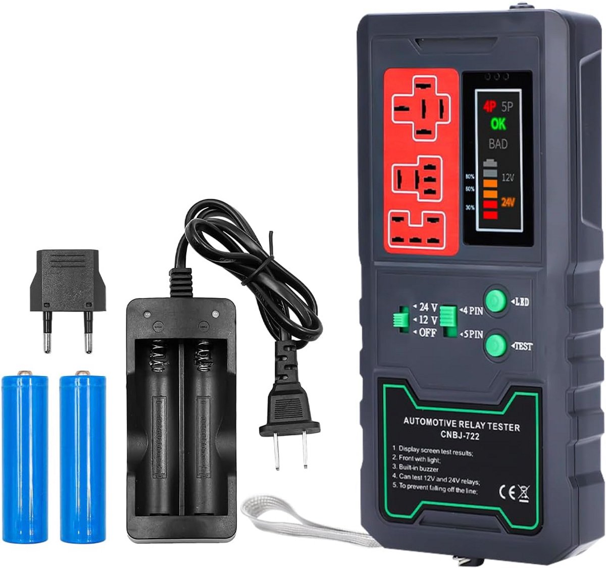 Universele 12V 24V Auto Relais Tester met LED-display voor Diagnose