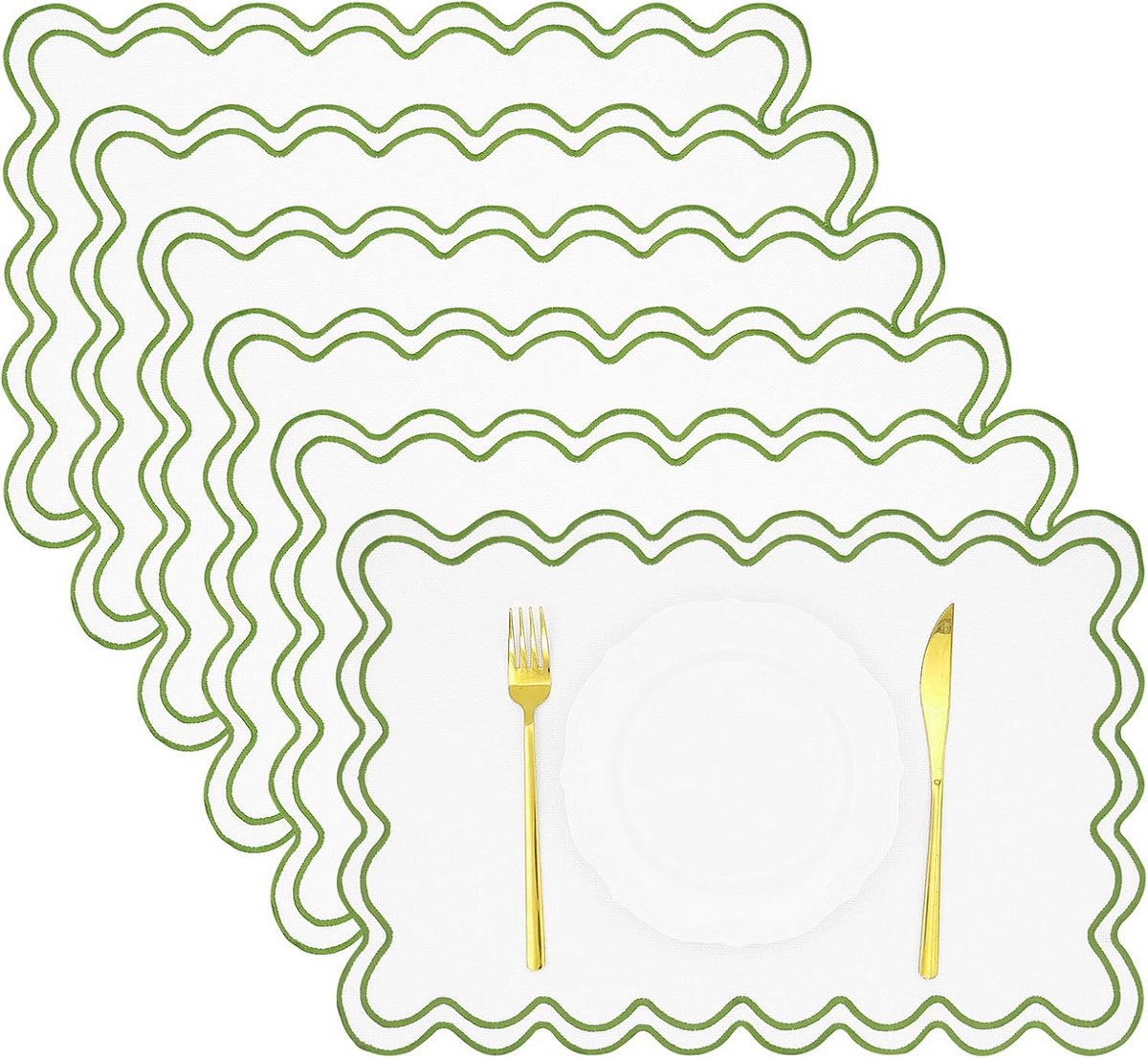 Set van 6 Rustieke Jute Placemats Rondom Afgewerkt Rustiek Tafeldecoratie