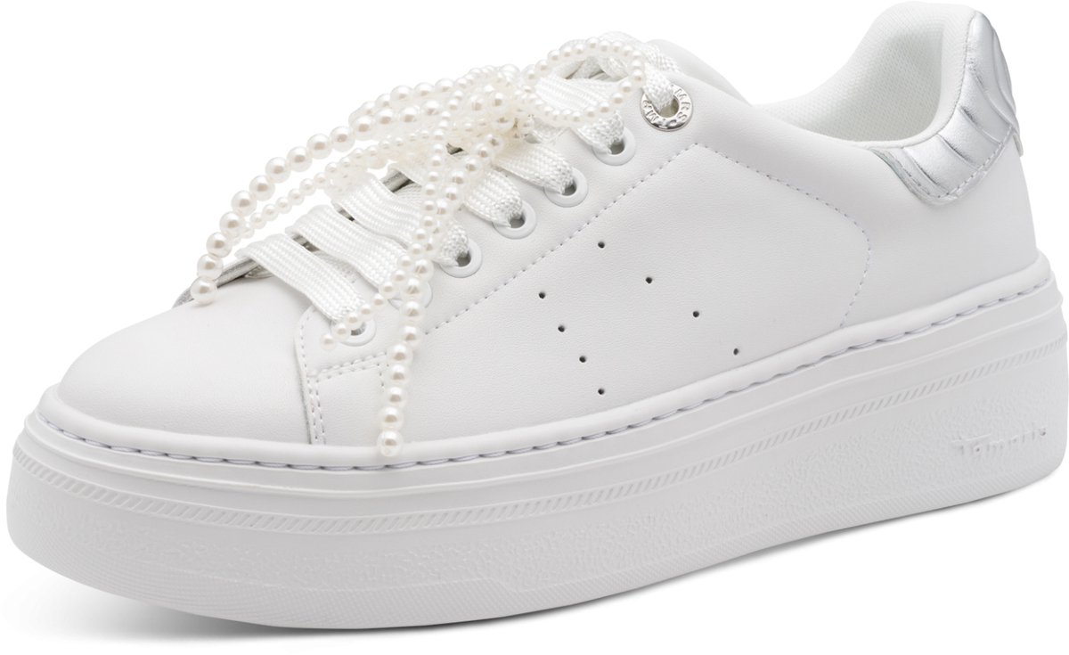 Tamaris damestrainers 1-23755-45 171 Lage Top Dames glitter M2375545 Wit/Zilver