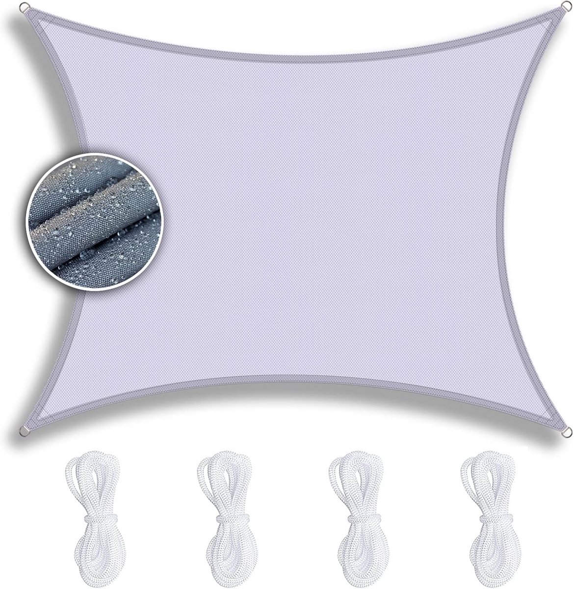 Rechthoekig Zonnedoek 2.5x3M - 90% UV Blokkerend & Waterdicht Zonnescherm voor Tuin, Patio en Zwembad