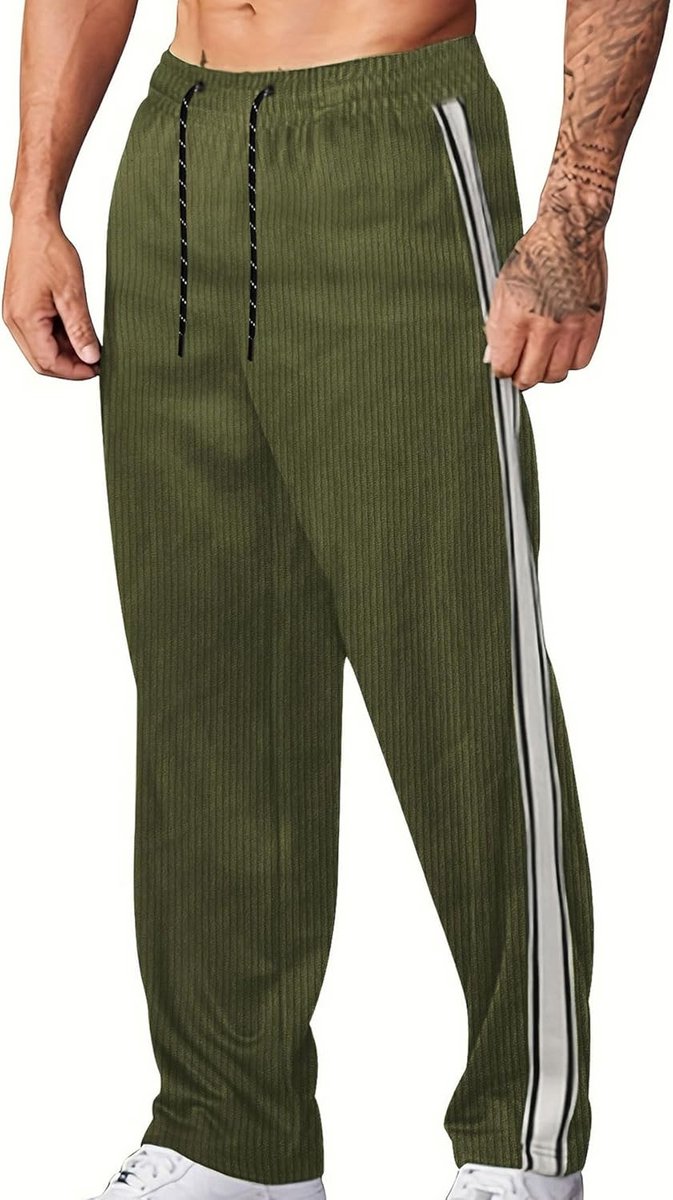 Heren Corduroy Joggingbroek Regular Fit Casual Trainingsbroek met Trekkoord