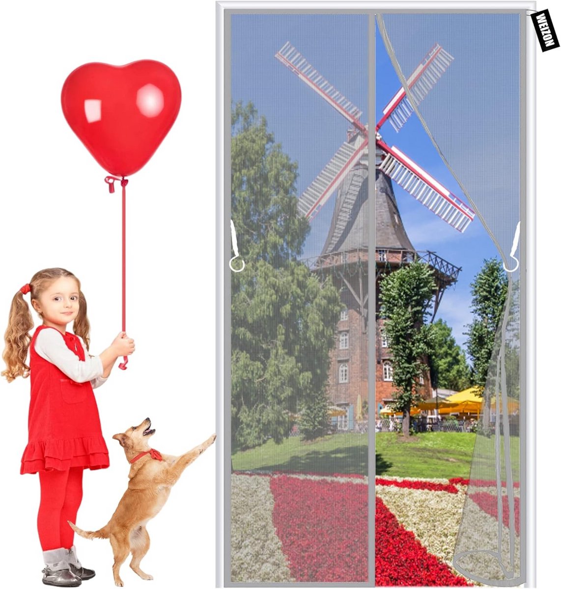 Magnetische Deurhor 100x180 cm - Automatisch Sluitend Vliegengordijn voor Terras- en Woonkamerdeuren - Grijs