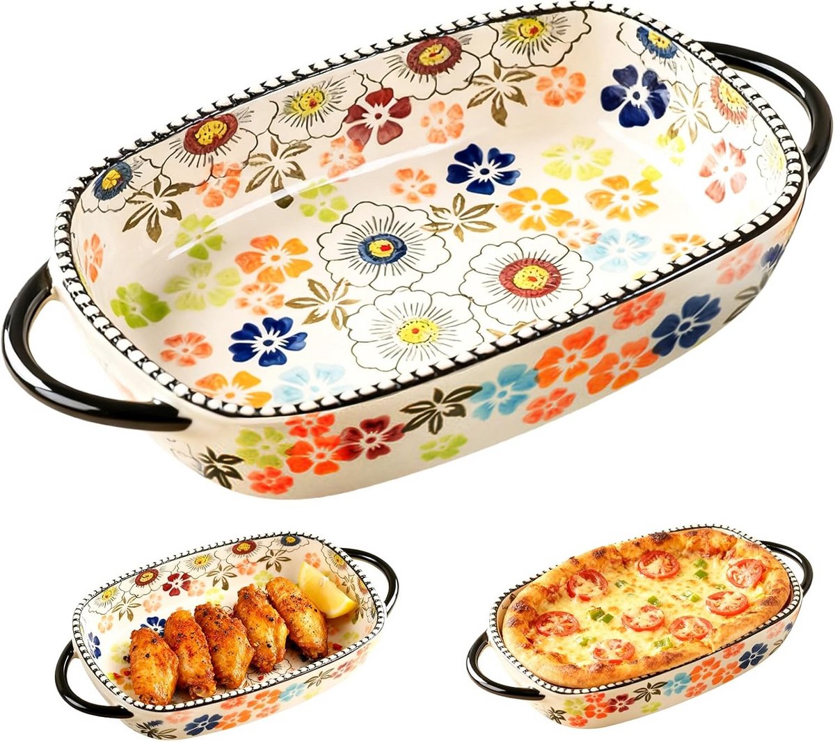 Kleine Rechthoekige Keramische Ovenschaal 600 ml - Ovenvast & Vaatwasserbestendig