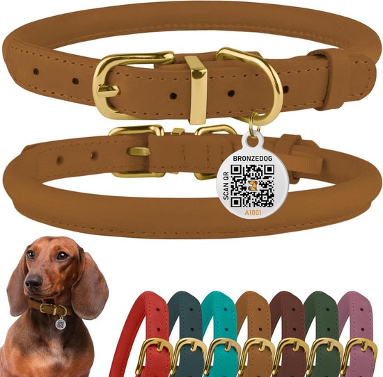 Echt Leren Hondenhalsband – Bruin, Met Dubbele D-ring En Metalen Gesp, Verstelbaar, Voor Middelgrote Honden, 29-39 Cm, 2 Cm Breed – Duurzaam En Stijlvol