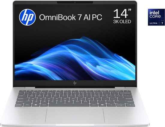 HP OmniBook 7 AI 14-fr0771nd - Laptop - 14 inch - 1.41 KG - OLED - Intel® Core™ Ultra 7 Processor 255H - 32 GB RAM - 1000 GB SSD - Windows 11 Home - HP - Hoofdafbeelding