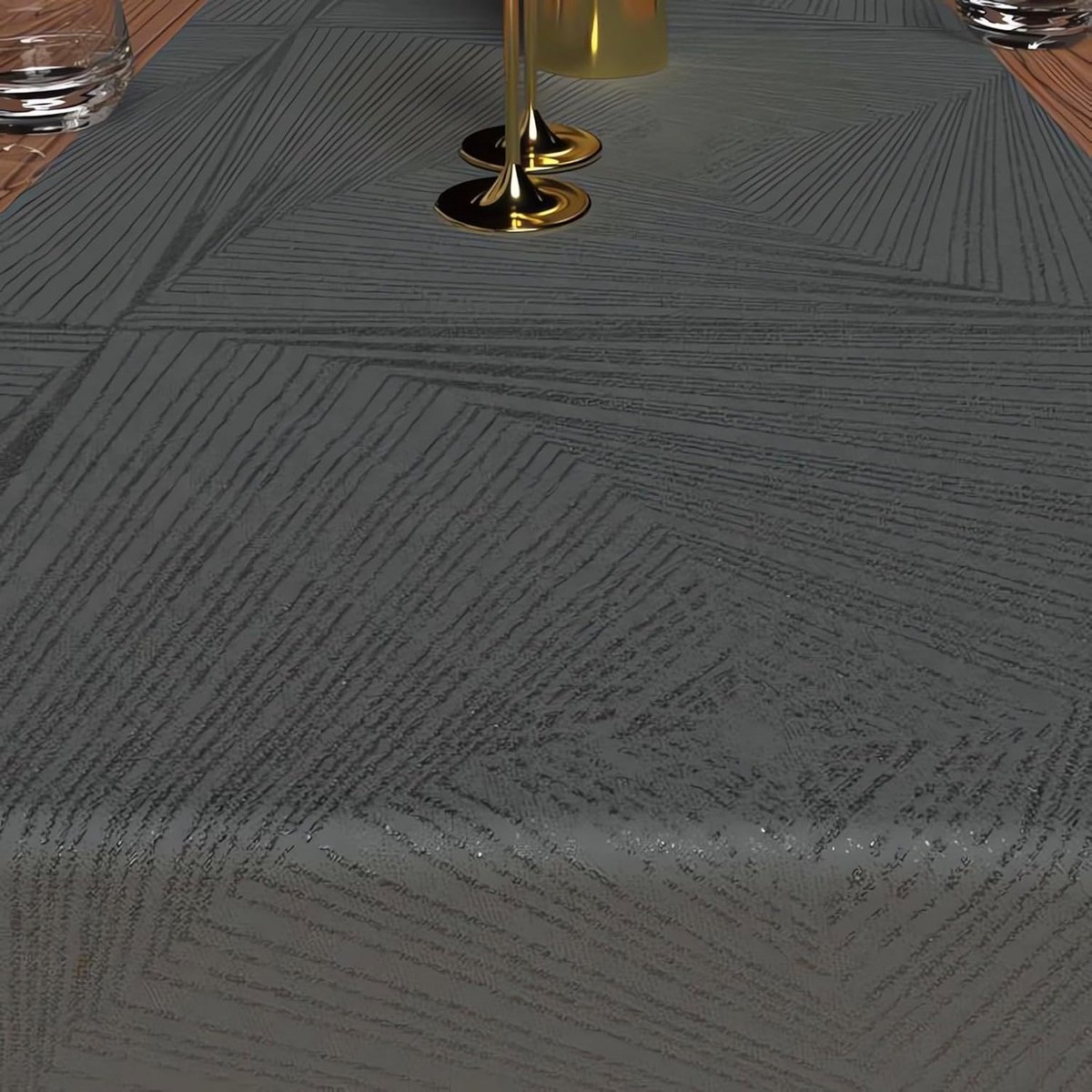 Luxe Jacquard Tafel loper 40x180 cm Grijs - Glanzend en Onderhoudsvriendelijk