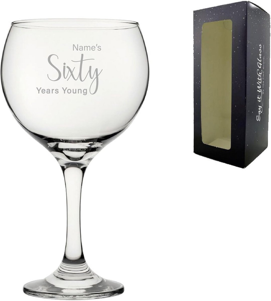 Gegraveerd Gin Cocktailglas voor 60e Verjaardag - Gepersonaliseerd Cadeau voor Vrouwen