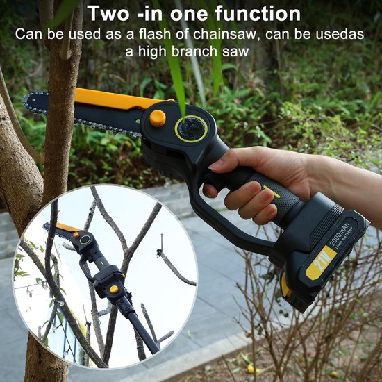 Accu Mini Kettingzaag 2-in-1 met Borstelloze Motor - Snoeien van Bomen en Hout van VONROC — afbeelding 2