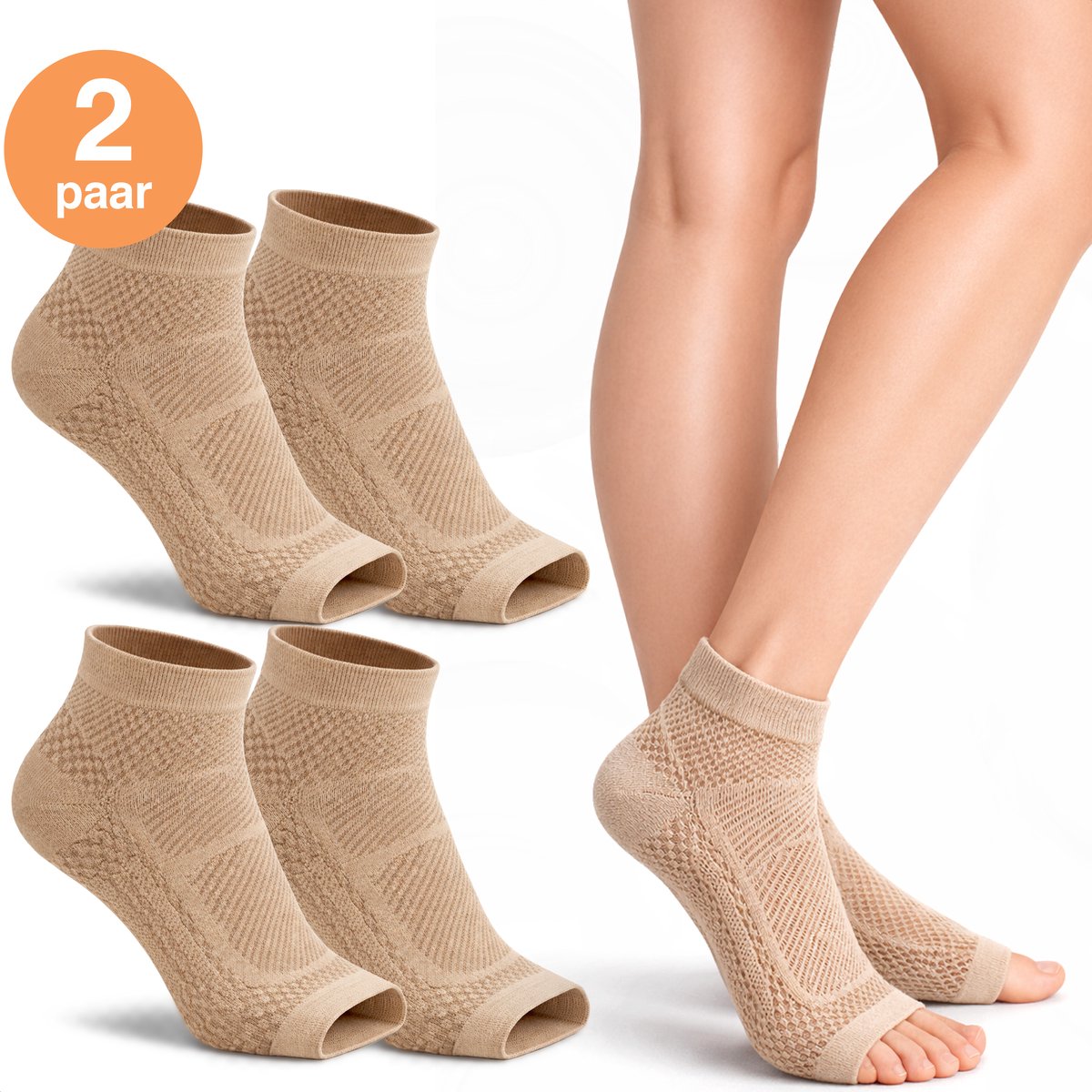 Alyze Compressie sokken - 2 paar - Maat 35-38 - Voor Dames en heren - Kousen - Bed - Slaap - Sport - Sokken - Hardloop