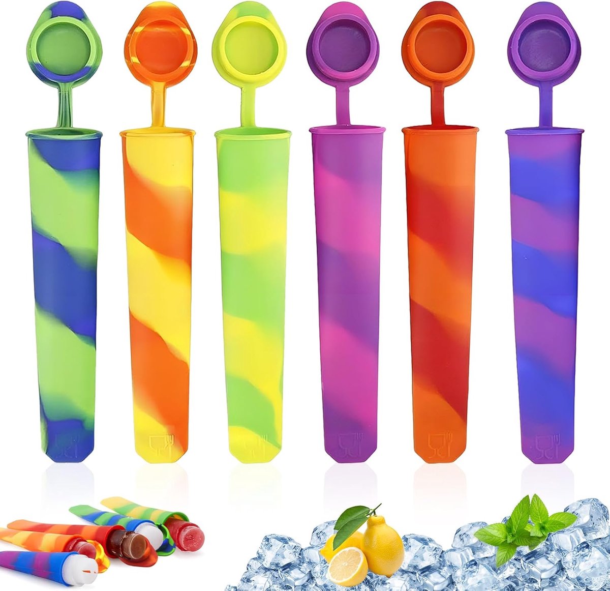 Set van 6 Herbruikbare Silicone IJs Mallen voor Lekker Zelfgemaakte IJsjes
