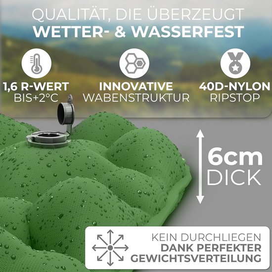 Ultralichte luchtmatras voor kamperen, wandelen en backpacken - compact en opblaasbaar — afbeelding 5