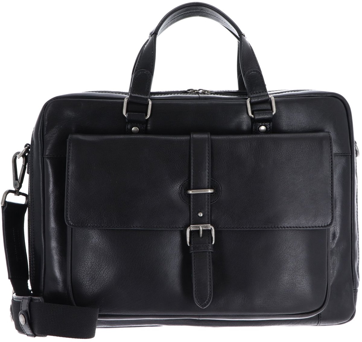 Leonhard Heyden Roma laptoptas 2-vaks met voorvak 13 inch - Zwart
