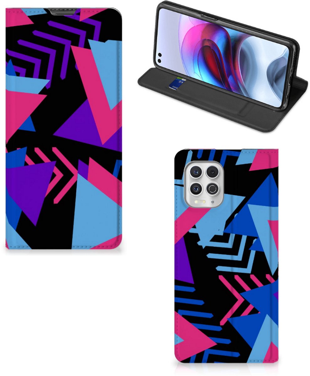 Book Case voor Motorola Moto G100 Stand Case Funky Triangle