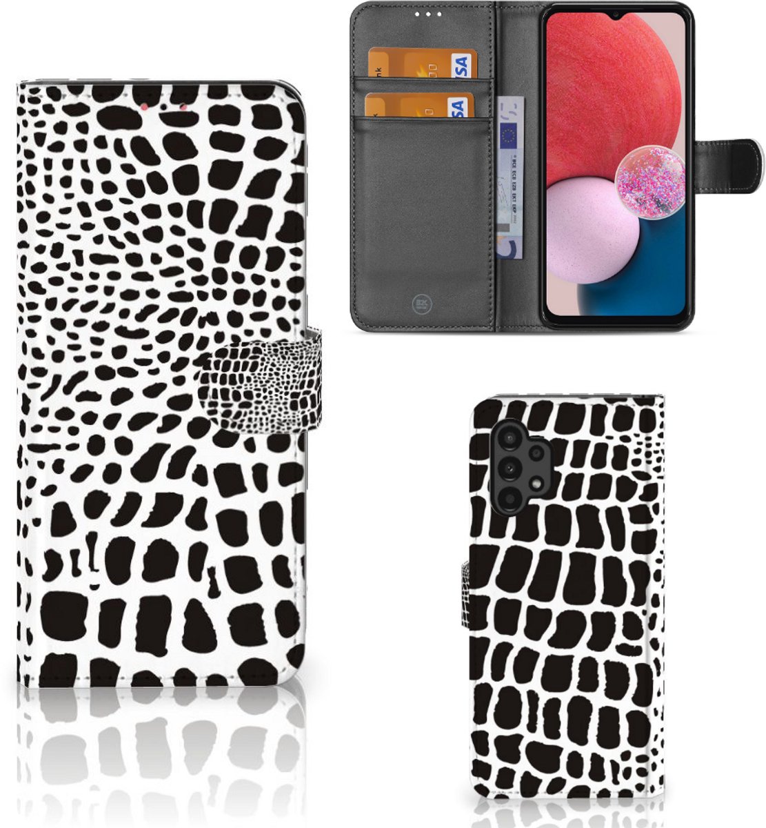 Samsung Galaxy A13 (4G) Telefoonhoesje met Pasjes Slangenprint