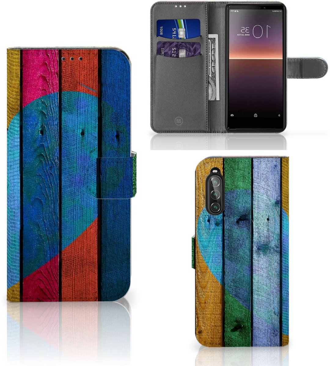 Sony Xperia 10 II Book Style Case Wood Heart - Cadeau voor je Vriend