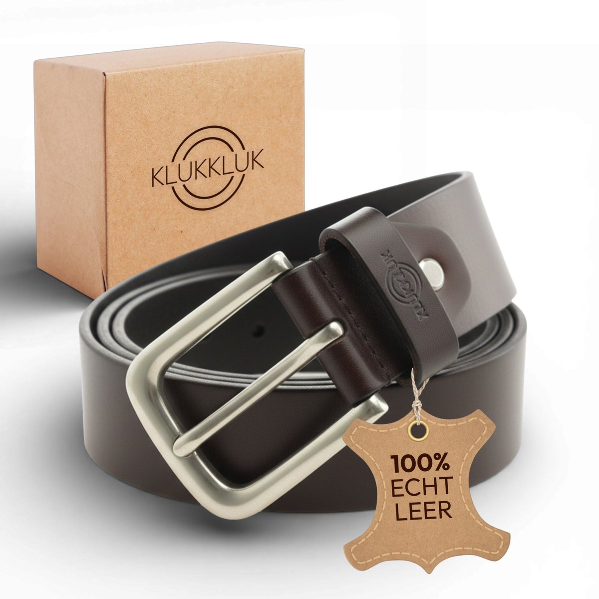 Jeans riem spijkerbroek heren leer donker bruin - Buffelleer - Heren/dames riemen - Taillemaat 90 cm - Brede riem - Stoere Leer - Luxe Riem
