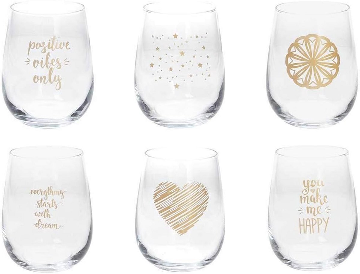Gouden Effect Drinkglazen Set van 6 - 470 cc