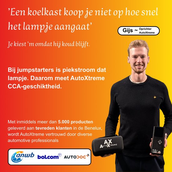 AutoXtreme 12V Jumpstarter met Compressor voor Auto – 480CCA - Boost Air Micro – Starthulp met Forcestart, Powerbank & LED-scherm – Incl. Zaklamp & Opbergkoffer