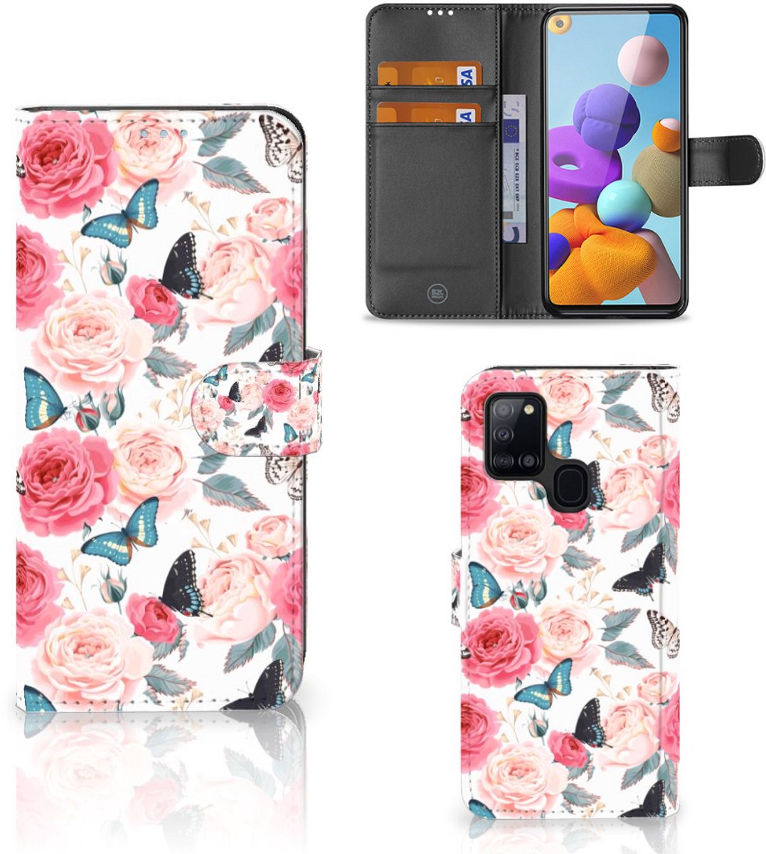 Samsung Galaxy A21s Hoesje Butterfly Roses