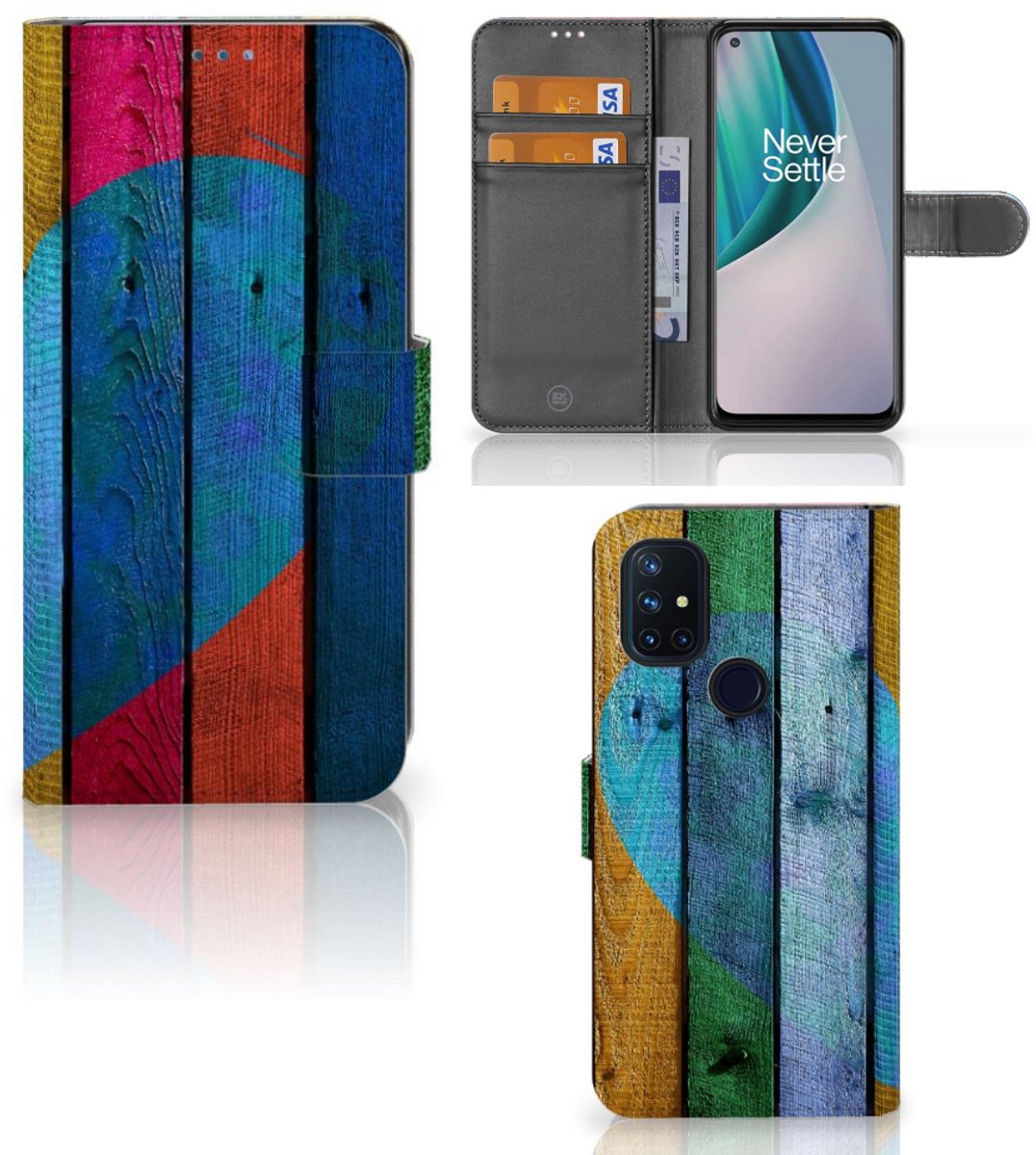 OnePlus Nord N10 Book Style Case Wood Heart - Cadeau voor je Vriend