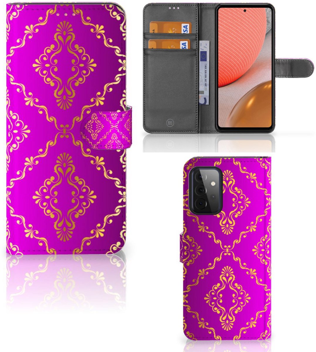 Wallet Case Samsung Galaxy A72 Barok Roze