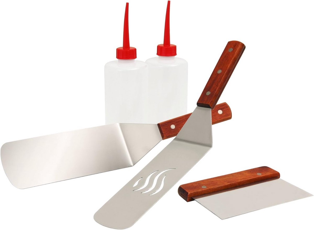5-delige Roestvrij Stalen Grill Accessoireset met Spatels en Spuitflessen
