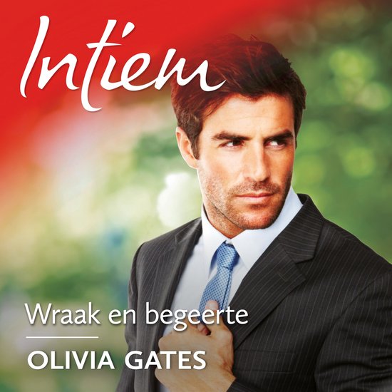 Man in pak met stropdas, titel 'Wraak en begeerte' door Olivia Gates.