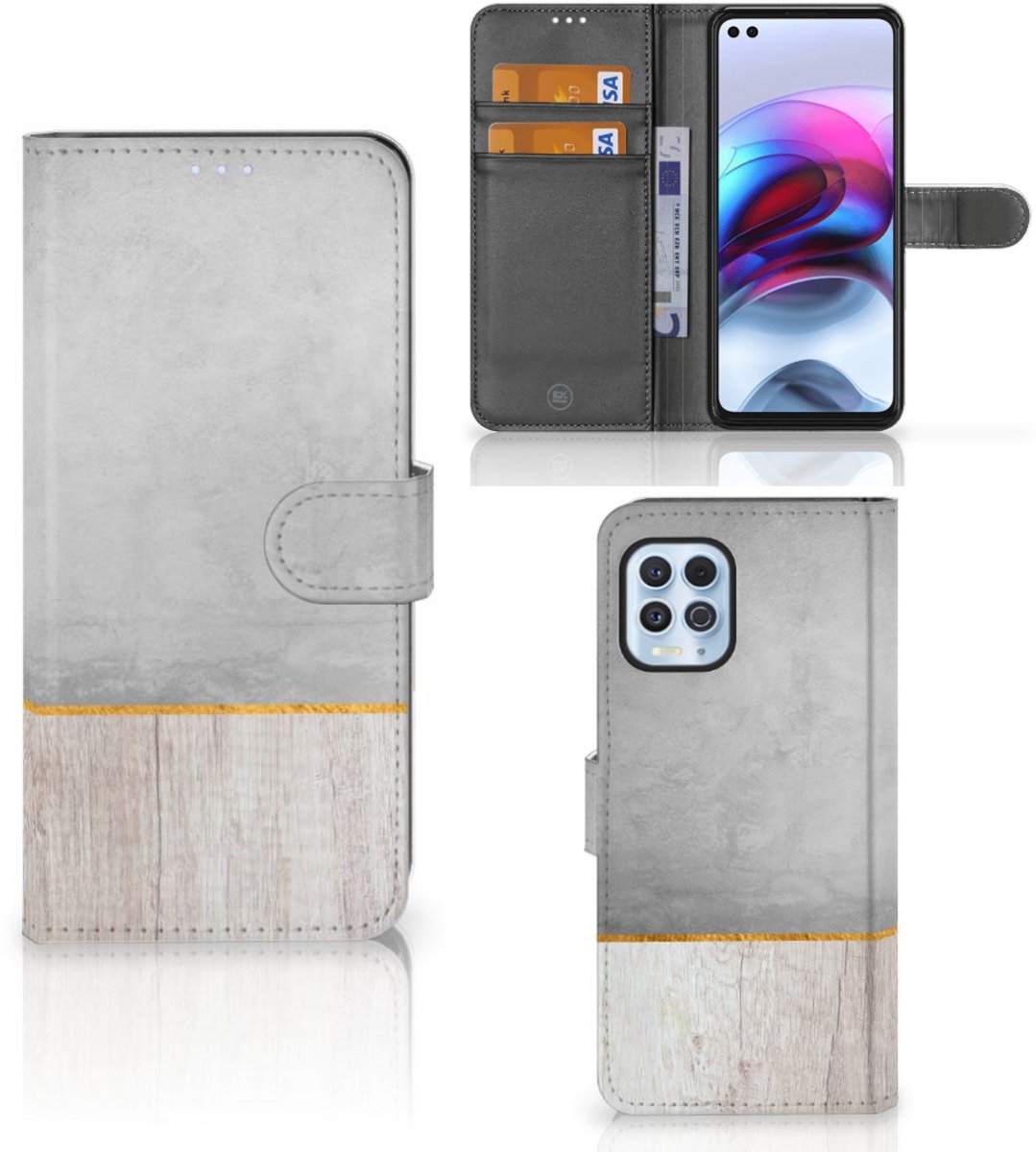 Motorola Moto G100 Book Style Case Wood Concrete