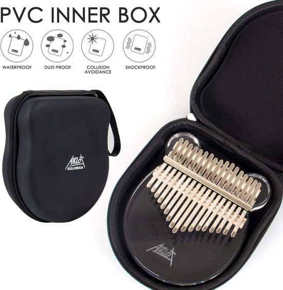 Kalimba 17 Sleutels van Hout met Transparant Acryl Lichaam en Volledige Accessoires van Merkloos — afbeelding 3
