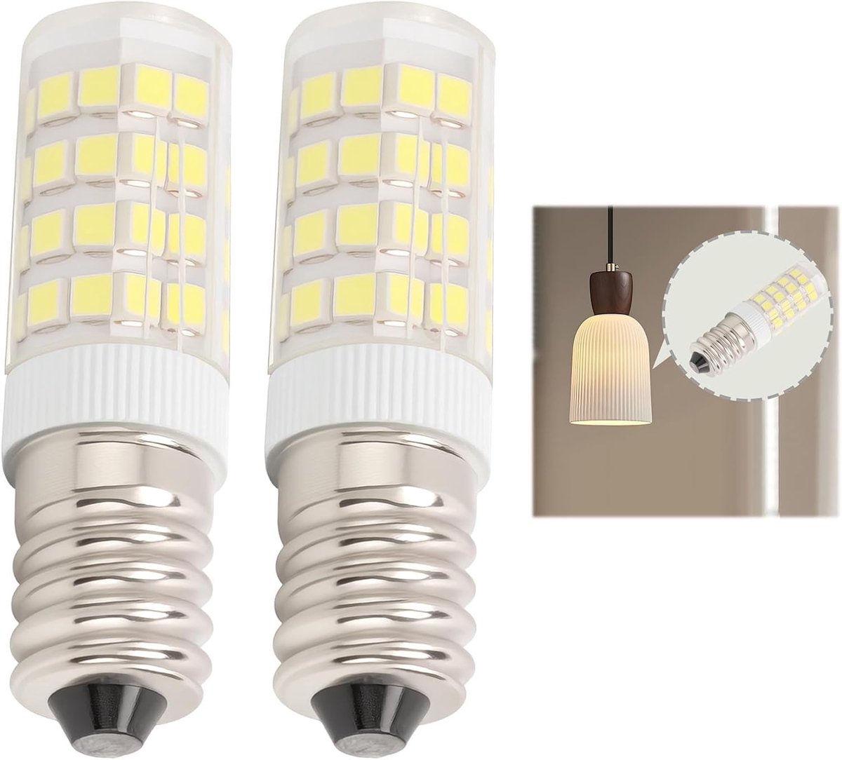 Set van 2 E14 LED Lampen voor Afzuigkap en Koelkast 5W Koud Wit Licht 6000K Energiebesparend en Duurzaam