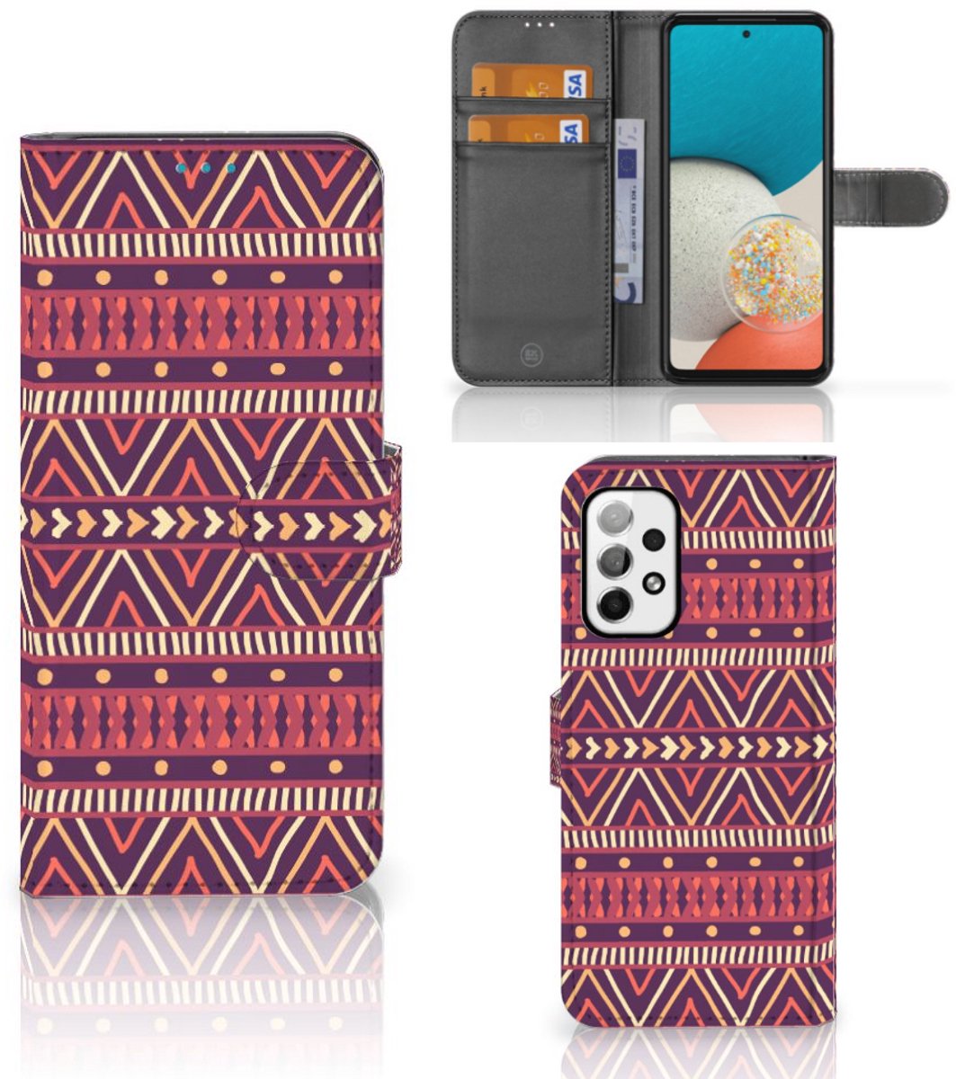 Samsung Galaxy A73 5G Telefoon Hoesje Aztec Paars