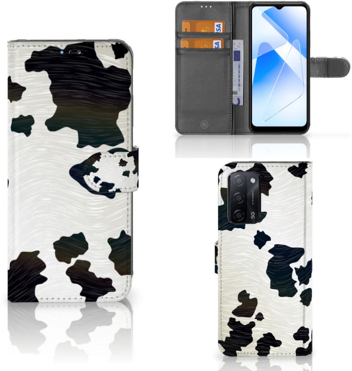 OPPO A16/A16s/A54s Telefoonhoesje met Pasjes Koeienvlekken