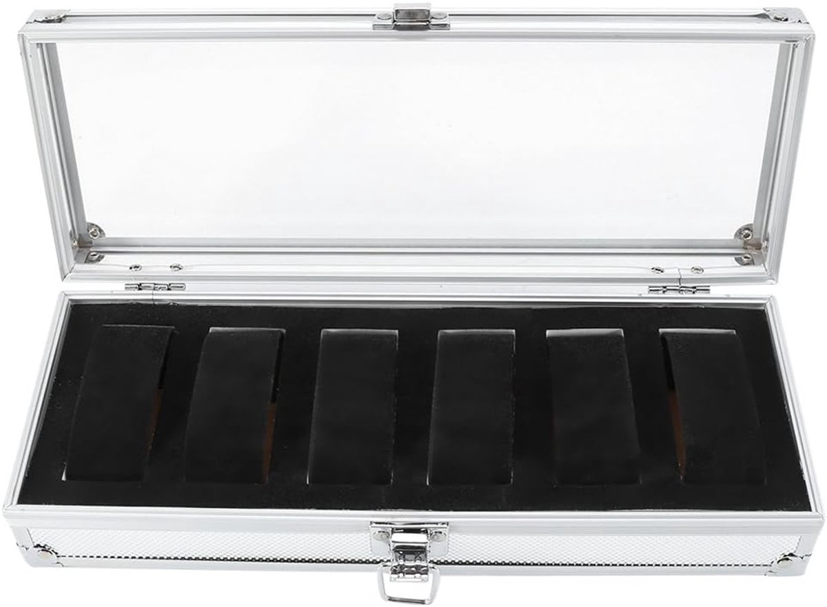 Horloge Box met 6 Slots voor Sieraden en Horloges - Aluminium Organiser
