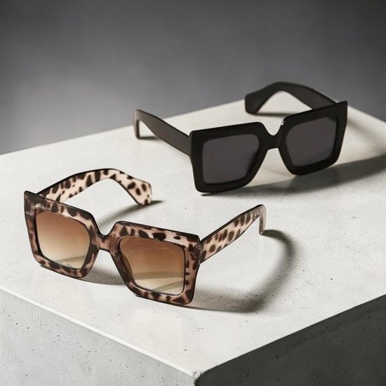 Bold Square Zonnebril - Zwart - Bold Black - Fashion Favorite van Merkloos — afbeelding 4