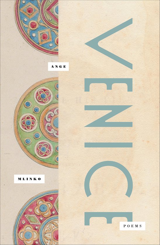 Livre intitulé 'VENICE POEMS' avec des médaillons décoratifs rouges, verts et bleus.