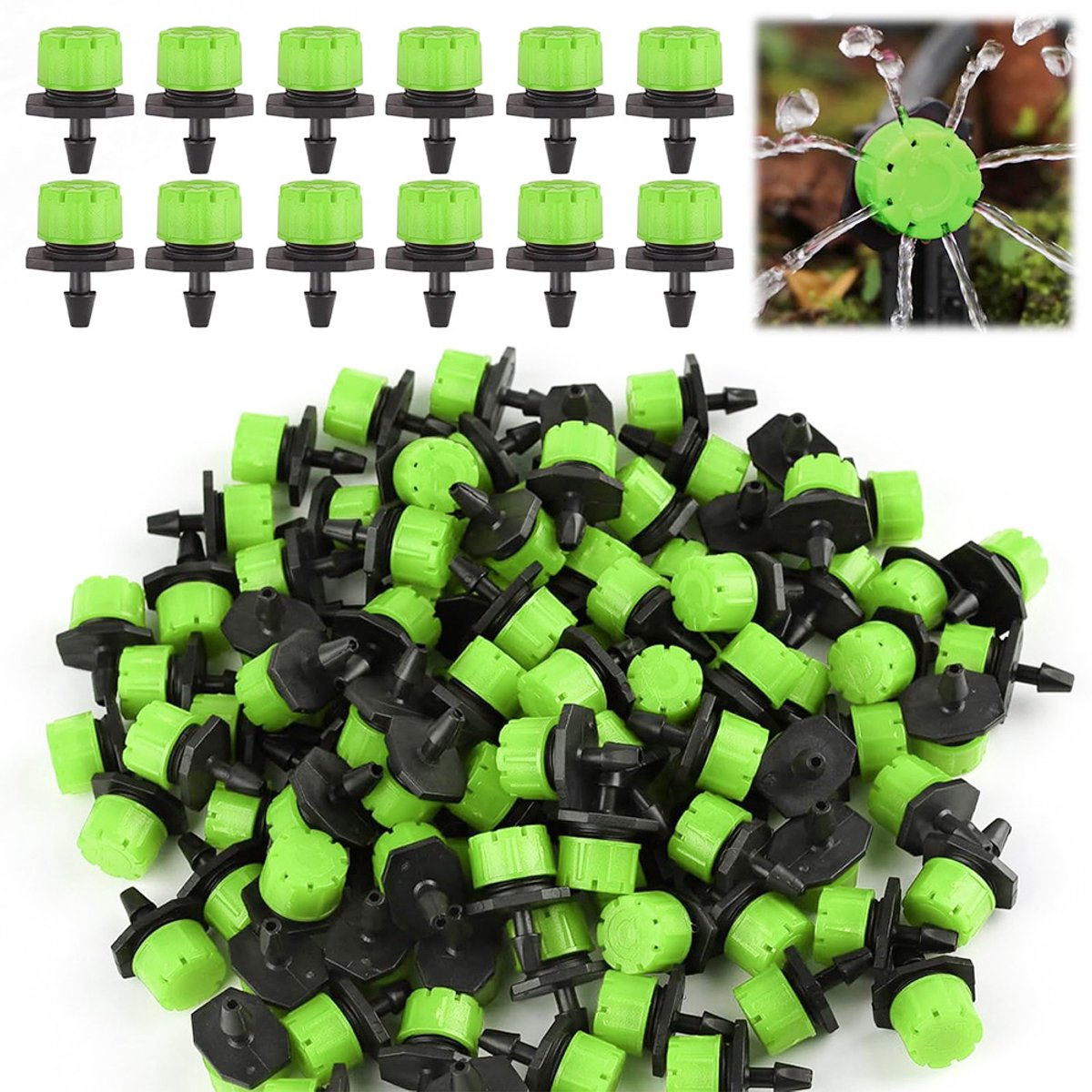 Adjustable Micro Drippers - Micro Drip Sproeiers voor Planten - Automatisch Tuin Bewateringssysteem - Waterbesparende Goutteurs voor DIY Druppelirrigatie - 200 Stuks - Groen