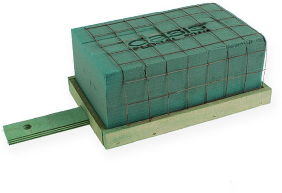 Steekschuim met houten voet grafdecoratie maxi 4 stuks, 4 Stück