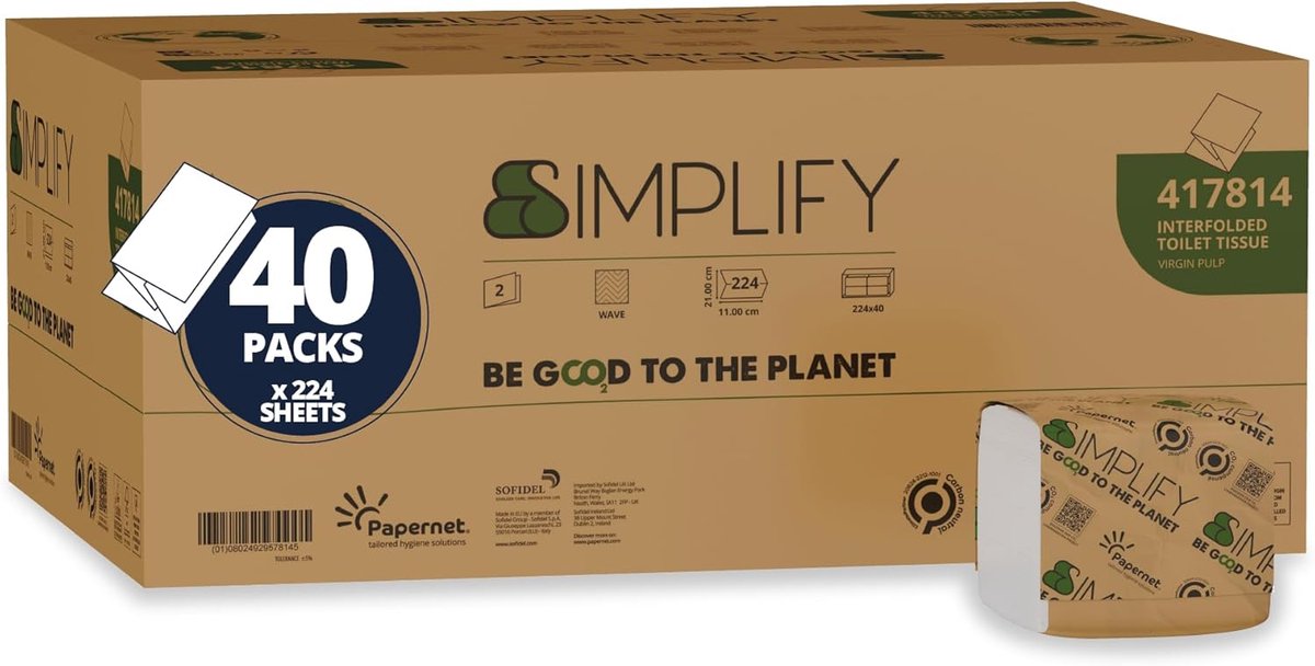 224 Vellen Toiletpapier met Golfreliëf - Duurzaam en Klimaatneutraal