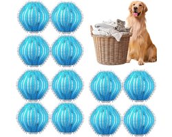 Wasbollen Set - 12 Stuks - 3.5 cm - Nylon magische pluizenballen voor voorladers - Anti-klit pluizenballen - Huisdier Haar Verwijderaar voor de Was - Herbruikbare Pluizenvanger - Lichtblauw